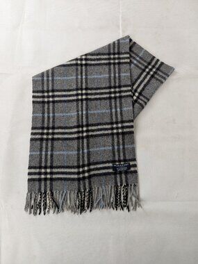 Authentic Burberry 100% Cashmere Nova Check Gray Scarf Unisex